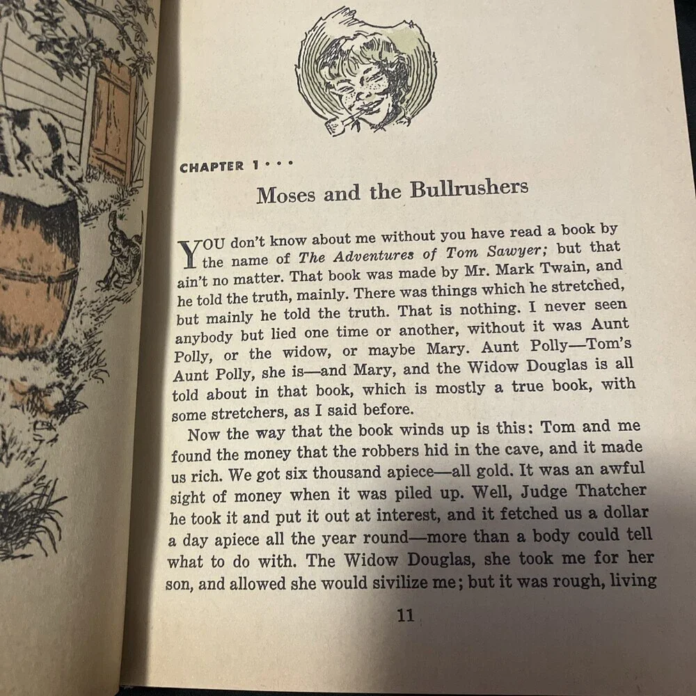 Mark Twain Vintage 1955 Adventures of Huckleberry Finn Book -Whitman Publishing-